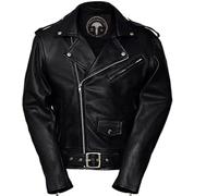 CRAFTED CRAFTS LTD Chaqueta Negan para hombre - Jeffrey Dean Morgan Negan - Chaqueta de cuero negro para motocicleta, Negro - piel sintética., XXL