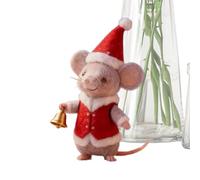 Crafted Felt Mini Mice - Decorative Christmas Characters, 4in Holiday Tiny Figurines with Styling, Woolen Felt Mouse Design with Gentle Artistry, Festive Ornament Added Personality, Small Scene