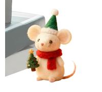 Crafted Felt Mini Mice - Decorative Christmas Characters, 4in Holiday Tiny Figurines with Styling, Woolen Felt Mouse Design with Gentle Artistry, Festive Ornament Added Personality, Small Scene