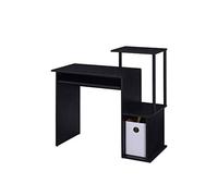 Crafted from Wood The Wooden Desk in Rusitc Wood Finish Makes Your Workplace Natural and Down to Earth Desk Black Finish Desks Study Desk with Storage
