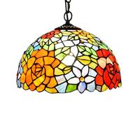 CraftedGlass Lámpara de techo estilo Tiffany, lámpara colgante de vitral de 30 cm con rosas brillantes, decoración vintage for cocina, isla, comedor, sala de estar, dormitorio, pasillo.
