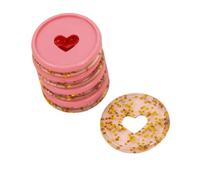 Craftelier - Anillas de Disco de Plástico M con Corazón para Encuadernar Planners o Álbumes | Ideal para Scrapbooking y Manualidades | Paquete 9 uds 35 mm Diámetro - Color Rosa y Oro con Purpurina