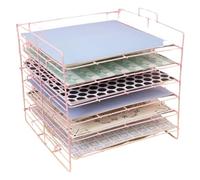 Craftelier - Bandeja Organizadora Metálica de 6 Estantes para Papeles | Ideal para Organizar los Materiales de Scrapbooking y Manualidades | Tamaño Aprox. 35,8 x 33,3 x 33,2 cm - Color Rosa