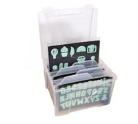 Craftelier - Caja de Almacenaje de Plástico para Troqueles Scrapbooking y Sellos | Incluye 6 Separadores, 7 Sobres, 7 Lamina Magnetica | Tamaño Aprox. 26,67 x 22,86 x 19,05 cm - Color Transparente