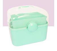 Craftelier - Caja de Almacenamiento Multiusos de Plástico Resistente | Organizador 3 Niveles con Bandejas Extraíbles para Herramientas, Manualidades, Botiquín y Accesorios | 27x23x23,5 cm | Verde