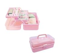 Craftelier - Caja de Herramientas de Plástico | Caja Organizadora de Plástico con Compartimentos | Organizador de Medicamentos y Scrapbooking | Tamaño Aproximado 32 x 13,5 x 18,5 cm - Color Rosa