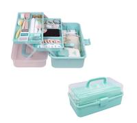 Craftelier - Caja de Herramientas de Plástico | Caja Organizadora de Plástico con Compartimentos | Organizador de Medicamentos y Scrapbooking | Tamaño Aproximado 32 x 13,5 x 18,5 cm - Color Turquesa