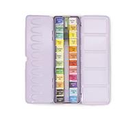 Craftelier - Caja de Pastillas de Acuarelas con Surtido de 24 Colores + Pincel con Depósito de Agua o Waterbrush para Caligrafía, Lettering o Mixed Media y otras Manualidades | Alta Pigmentación