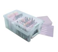Craftelier - Caja Organizadora con Asa para Materiales de Manualidades | Cajas Organizadoras de Plástico con Tapa | Transparente | 38,9 × 21 × 16,3 cm | Organizador de Fotos y Material Escolar