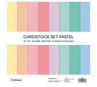 Craftelier - Cardstock Set Pastel | Pack de 24 Cartulinas a Doble Cara para Proyectos de Tarjetería, Scrapbooking y Manualidades | Gramaje 240 gr | Tamaño 30,48 cm x 30,48 cm (12" x 12")