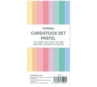 Craftelier - Cardstock Set Pastel | Pack de 32 Cartulinas a Doble Cara para Proyectos de Tarjetería, Scrapbooking y Manualidades | Gramaje 240 gr | Tamaño 15 cm x 7.5 cm (5.91" × 2.95")
