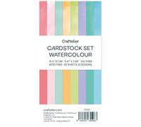 Craftelier - Cardstock Set Watercolour | Pack de 32 Cartulinas a Doble Cara para Proyectos de Tarjetería, Scrapbooking y Manualidades | Gramaje 240 gr | Tamaño 15 cm x 7.5 cm (5.91" × 2.95")