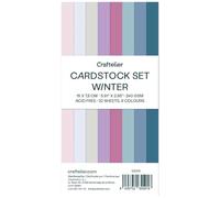 Craftelier - Cardstock Set Winter | Pack de 32 Cartulinas a Doble Cara para Proyectos de Tarjetería, Scrapbooking y Manualidades | Gramaje 240 gr | Tamaño 15 cm x 7.5 cm (5.91" × 2.95")