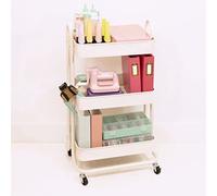 Craftelier - Carrito Metálico de Organización con 3 Bandejas | 4 Ruedas Giratorias 360º con Frenos | Carga Máx. Bandeja 2,99 kg | Distancia Entre Bandejas 25,5 cm | Tamaño 78 x 40 cm - Color Blanco
