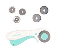 Craftelier - Cutter Rotatorio y Recambios de Cuchillas de Corte Liso y con Formas | Ideal para Proyectos de Manualidades y Scrapbooking | Función de Bloqueo Mediante Botón | Diámetro Cuchillas 45 mm