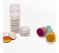 Craftelier - Kit de 2 Herramientas de Mezclar Tintas con Base de Velcro 30 mm Diámetro + Tarros Apilables Organizadores para Guardar Almohadillas Foam | Ideal para Aplicar Tintas en tus Manualidades