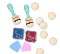 Craftelier - Kit de 2 Herramientas de Mezclar Tintas con Base de Velcro de 30 mm de Diámetro + Almohadillas Foam Recambio + Tintas Rose y Cobalt | Ideal para Aplicar Tintas de Colores en Manualidades