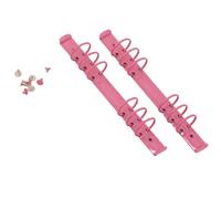 Craftelier - Kit de 2 Mecanismos para Archivadores de 6 Anillas | Tamaño Aprox. 22,7 cm - Diámetro Anillas 3,3 cm - Distancia entre Anillas 1,9 cm | Incluye 8 Brads de Sujeción | Color Rosa Bubblegum