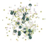 Craftelier - Lentejuelas Jardín de Flores Verde para Manualidades, Scrapbooking y Decoraciones | Formas de Flores y Círculos - Diferentes Tamaños | Colores Verdes y Blanco