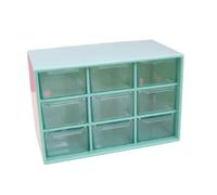 Craftelier - Organizador con 9 Cajones para Organización de Materiales de Scrapbooking y Manualidades | Color Turquesa y Transparente - Tamaño Organizador 18 x 9,8 x 11,8 cm y Cajón 5 x 3 x 8 cm