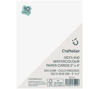 Craftelier - Pack de 10 Tarjetas Acuarela Papel FSC Prensado en Frío, Papel de Gramaje 300 g/m² y Tamaño 3"x4" (7,62 cm x 10,16 cm) Ideal Para Uso Con Acuarelas y Técnicas mixtas