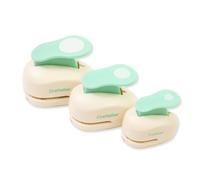 Craftelier - Pack de 3 Perforadoras de Círculos Festoneados de Palanca a Presión, Diámetros 3/8”, 5/8” y 1”, Aptas para Papel y Cartulina, Ideales para Manualidades, Tarjetería y Scrapbooking