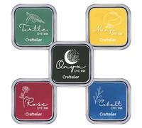 Craftelier - Pack de 5 Tintas con Base al Agua Ideales para Sellos Acrílicos o Caucho y Superficies Porosas | Tamaño Tampón 4 x 4 cm - Tamaño Caja 6,3 x 6,3 cm | Rose, Mango, Cobalt, Turtle y Onyx