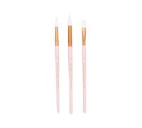 Craftelier - Set de 3 Pinceles Tamaño L de Color Rosa | Ideal para Acuarela y Goauche | Pelo Sintético Blanco y Mango de Madera con Lacado Mate | Redondo nº 10 y nº 4 y Plano nº 14