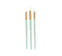 Craftelier - Set de 3 Pinceles Tamaño L de Color Turquesa | Ideal para Acuarela y Goauche | Pelo Sintético Blanco y Mango de Madera con Lacado Mate | Redondo nº 10 y nº 4 y Plano nº 14