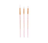 Craftelier - Set de 3 Pinceles Tamaño M de Color Rosa | Ideal para Acuarela y Goauche | Pelo Sintético Blanco y Mango de Madera con Lacado Mate | Redondo nº 10, Biselado nº 8 y Plano nº 12