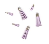 Craftelier - Set de 6 Borlas de Ante con Remaches Plateados - Dos Tamaños Diferentes | Home Decor, Bisutería, Scrapbooking | Tamaños: 4 x 1 cm y 2 x 0,5 cm | Color Lavanda