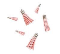 Craftelier - Set de 6 Borlas de Ante con Remaches Plateados - Dos Tamaños Diferentes | Home Decor, Bisutería, Scrapbooking | Tamaños: 4 x 1 cm y 2 x 0,5 cm | Color Rosa Bebé