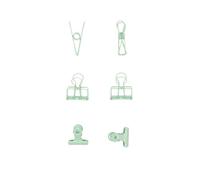 Craftelier - Set de 6 Pinzas Metálicas con 3 Tamaños y 3 Diseños Distintos | Sujeción para Materiales de Scrapbooking y Manualidades | Dimensiones Aprox. 1 x 5,5 cm, 3 x 4 cm, 3 x 3 cm - Turquesa