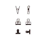 Craftelier - Set de 6 Pinzas Metálicas con 3 Tamaños y 3 Diseños Distintos | Sujeción para Materiales de Scrapbooking y Manualidades | Dimensiones Aprox. 1 x 5,5 cm, 3 x 4 cm, 3 x 3 cm - Negro