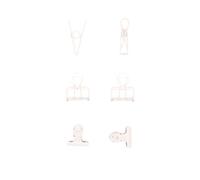 Craftelier - Set de 6 Pinzas Metálicas con 3 Tamaños y 3 Diseños Distintos | Sujeción para Materiales de Scrapbooking y Manualidades | Dimensiones Aprox. 1 x 5,5 cm, 3 x 4 cm, 3 x 3 cm - Blanco