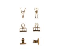 Craftelier - Set de 6 Pinzas Metálicas con 3 Tamaños y 3 Diseños Distintos | Sujeción para Materiales de Scrapbooking y Manualidades | Dimensiones Aprox. 1 x 5,5 cm, 3 x 4 cm, 3 x 3 cm - Bronce