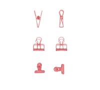 Craftelier - Set de 6 Pinzas Metálicas con 3 Tamaños y 3 Diseños Distintos | Sujeción para Materiales de Scrapbooking y Manualidades | Dimensiones Aprox. 1 x 5,5 cm, 3 x 4 cm, 3 x 3 cm - Rosa Chicle