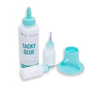 Craftelier - Set de Tacky Glue 120 ml + Soporte para Pegamento Color Turquesa + 2 Botellas con Aplicador Ultrafino 15 ml | Pegamento No Tóxico y Multiusos Ideal para Scrapbooking y Manualidades
