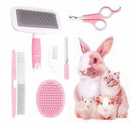 Crafterlife Kit de Aseo para Mascotas pequeñas, Cepillo para desprendimiento de Mascotas, Guante de Masaje de baño, Peine de Aseo para Mascotas, cortaúñas, Conejo, Cachorro, Gatito, cobaya, hámster,