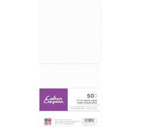 Crafter's Companion - Tarjetas y sobres de lino blanco de 6 x 6 pulgadas - Paquete de 100 - Incluye 50 tarjetas en blanco con efecto de lino blanco y 50 sobres a juego - Ideal para una variedad de