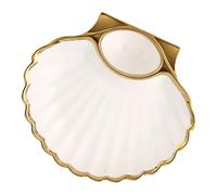 CRAFTHROU 1pieza Plato de Cerámica Diseño Original Forma de Caracol con Recipiente para Vinagre Plato para Empanadillas Sushi Patatas Fritas Blanco