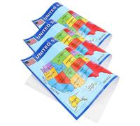 CRAFTHROU 3 Mapas Decorativos y Didácticos de Estados Unidos de América en Papel Uv, Pósteres Laminados para Aula y Dormitorio Infantil, Herramienta de Aprendizaje y Arte Mural