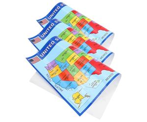 CRAFTHROU 3 Mapas Decorativos y Didácticos de Estados Unidos de América en Papel Uv, Pósteres Laminados para Aula y Dormitorio Infantil, Herramienta de Aprendizaje y Arte Mural