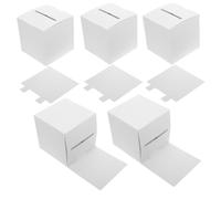 CRAFTHROU 5 Piezas Buzón de Sugerencias Plegable Blanco con Ranura y Soporte Desmontable, Caja Portátil para Oficina y Escuela, Diseño Versátil y Papel Recubierto