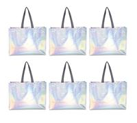 CRAFTHROU 6 Bolsas de Mano de Tela No Tejida Asas, Diseño Multiusos y Gran Capacidad, Resistentes y Reutilizables para Picnic y Actividades en Sitio