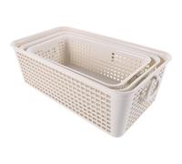 CRAFTHROU Cesta de Almacenamiento Apilable de 3 Piezas de Color Blanco Asas Dobles, Material Pp, Gran Capacidad para Uso Diario en Casa y Escritorio
