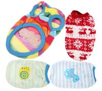 CRAFTHROU Chaleco para Perro Pequeño de Franela Cálida 4 Piezas, Ropa de Invierno para Mascotas, Disfraz de Conservación del Calor sin Mangas, Transpirable y Cómodo para Varios Estilos