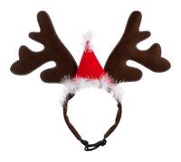 CRAFTHROU Diadema Navideña para Mascotas Cuernos de Ciervo Café, Aro Pelo de Fiesta para Perros y Gatos, Accesorio Cabeza del Festival, Diadema Creativa para Disfraces y Fotografía Navideña