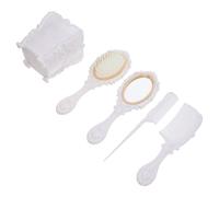 CRAFTHROU Juego de Peine Antiestático y Espejo de Mano Compacto de Plástico Blanco para Cuidado del Cabello en Salón y Obsequio Elegante