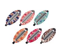 CRAFTHROU Pinzas Cabello Estampado Floral Tamaño Mediano 6 Piezas Multicolor Clip de Plástico Sujetador de Cabello para Peinados para Mujer y Niña, Accesorios para Uso Diario y Viajes
